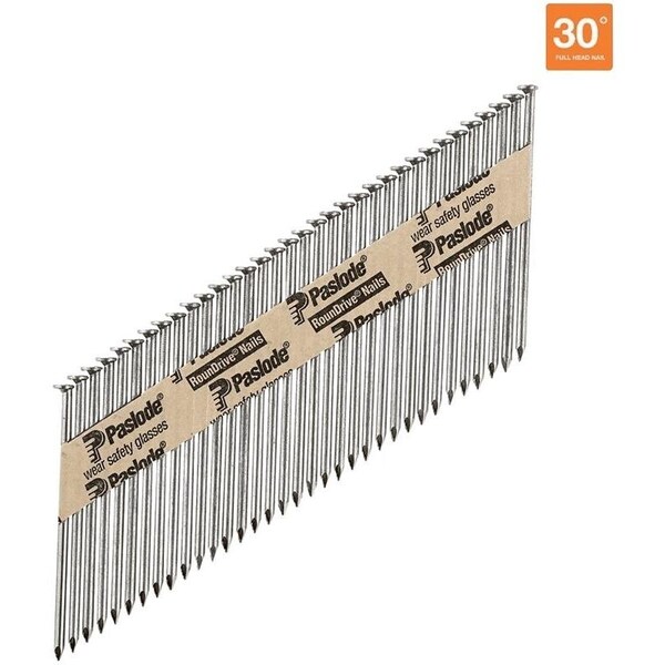Paslode Collated Framing Nail, 2 in L, Bright, Round Head, 30 Degrees